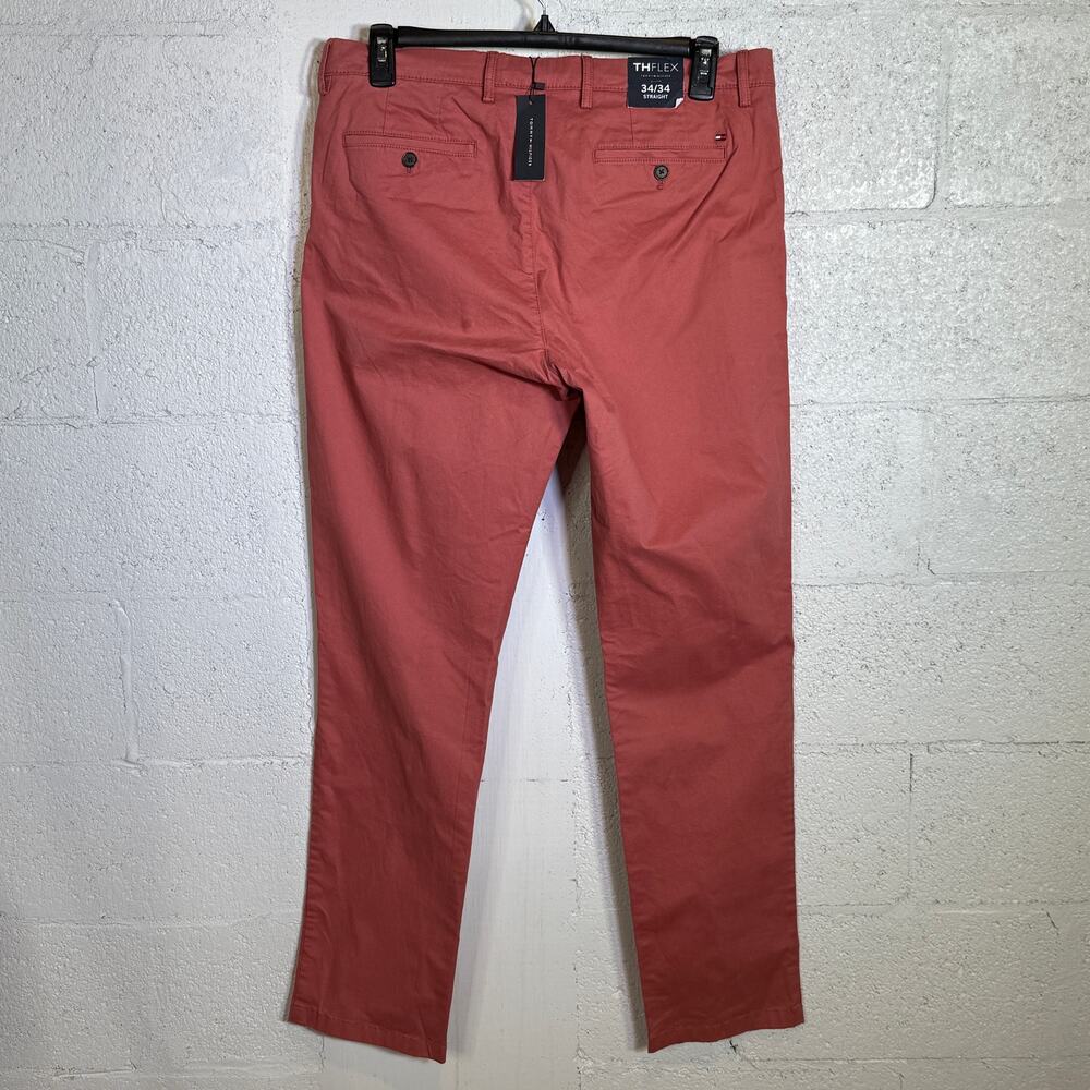 Tommy Hilfiger Men's Denton Straight-Fit Chino Pants, Red Fascination 34/34 $100
